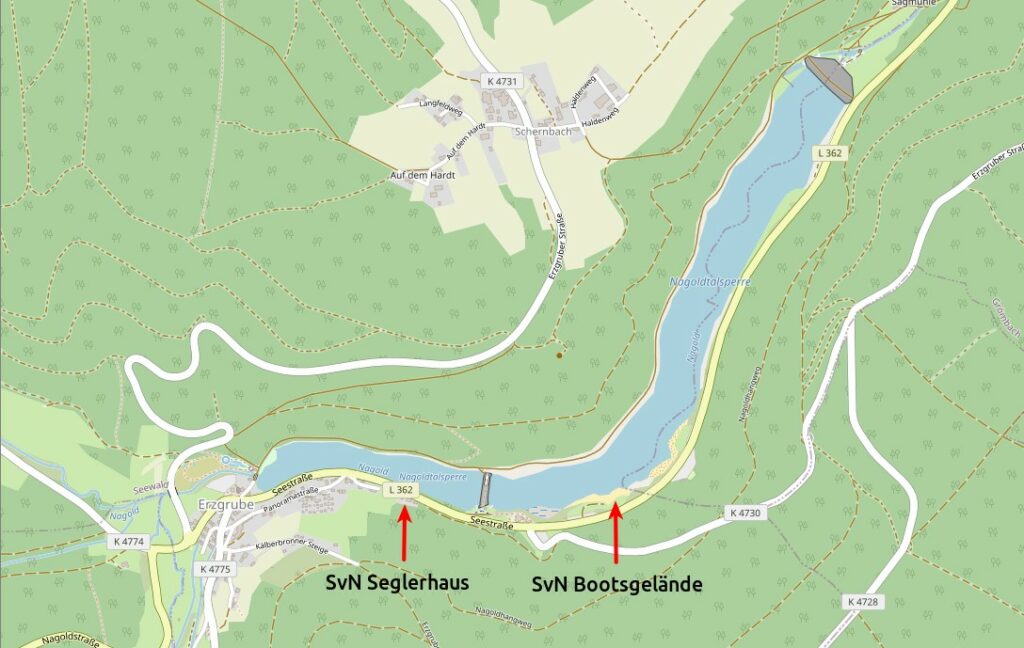 Lageplan SvN an der Nagoldtalsperre